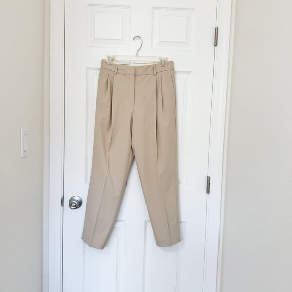 NEW ARITZIA BABATON Vogue Pants Relaxed Mid Rise Pleated Pants Size 6 Cream Tan - Picture 2 of 9